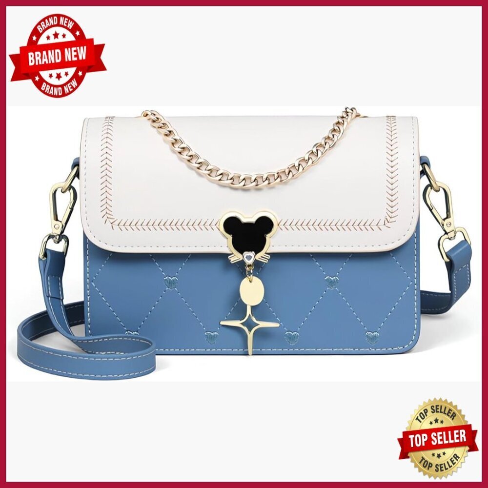 Small Quilted Satchel with Heart Embroidery Adjustable Crossbody Strap
